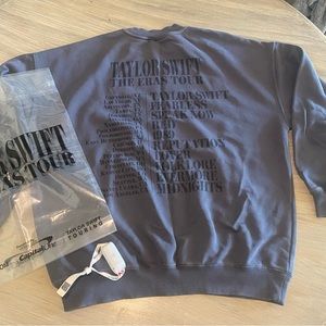 Taylor Swift Eras Tour Crewneck Sweatshirt Official Merch NEW VIP Bag Wristband